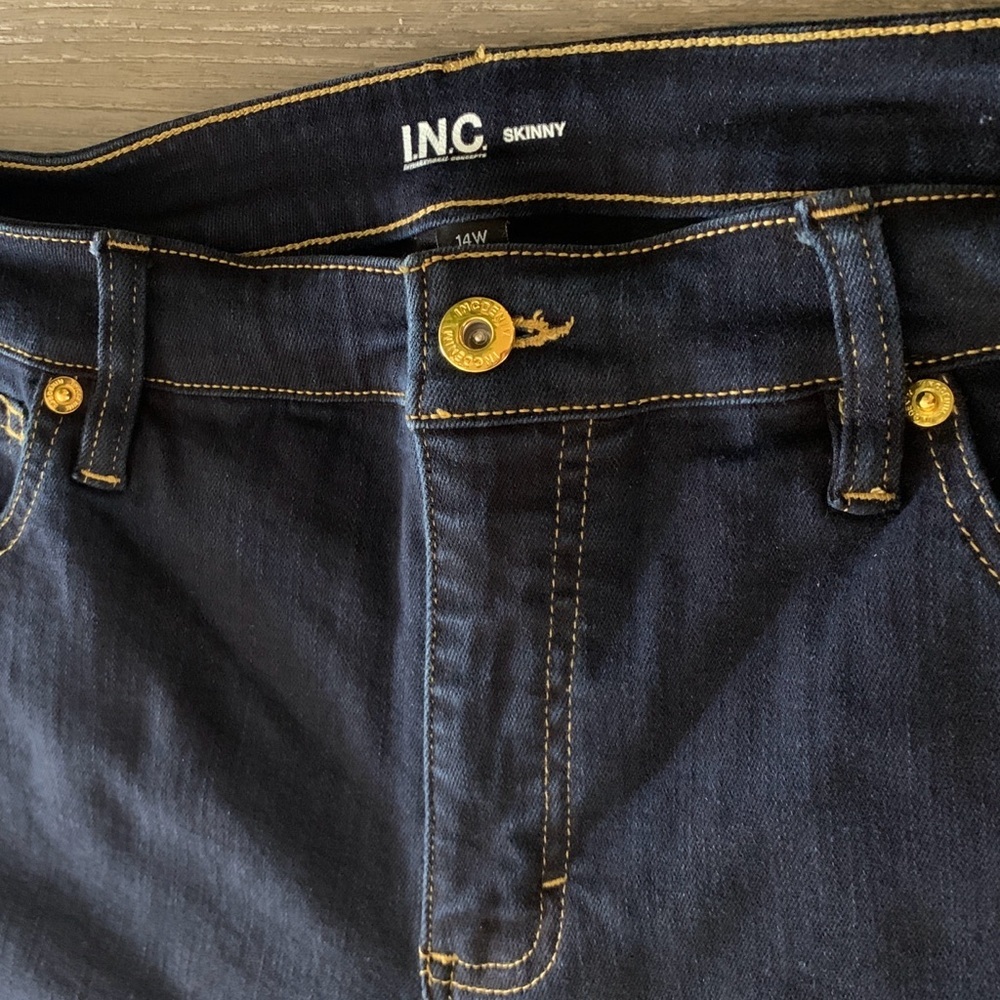 I.N.C. International Concepts Skinny Jeans Midrise | Dark Indigo | 14W | INC - Picture 8 of 12